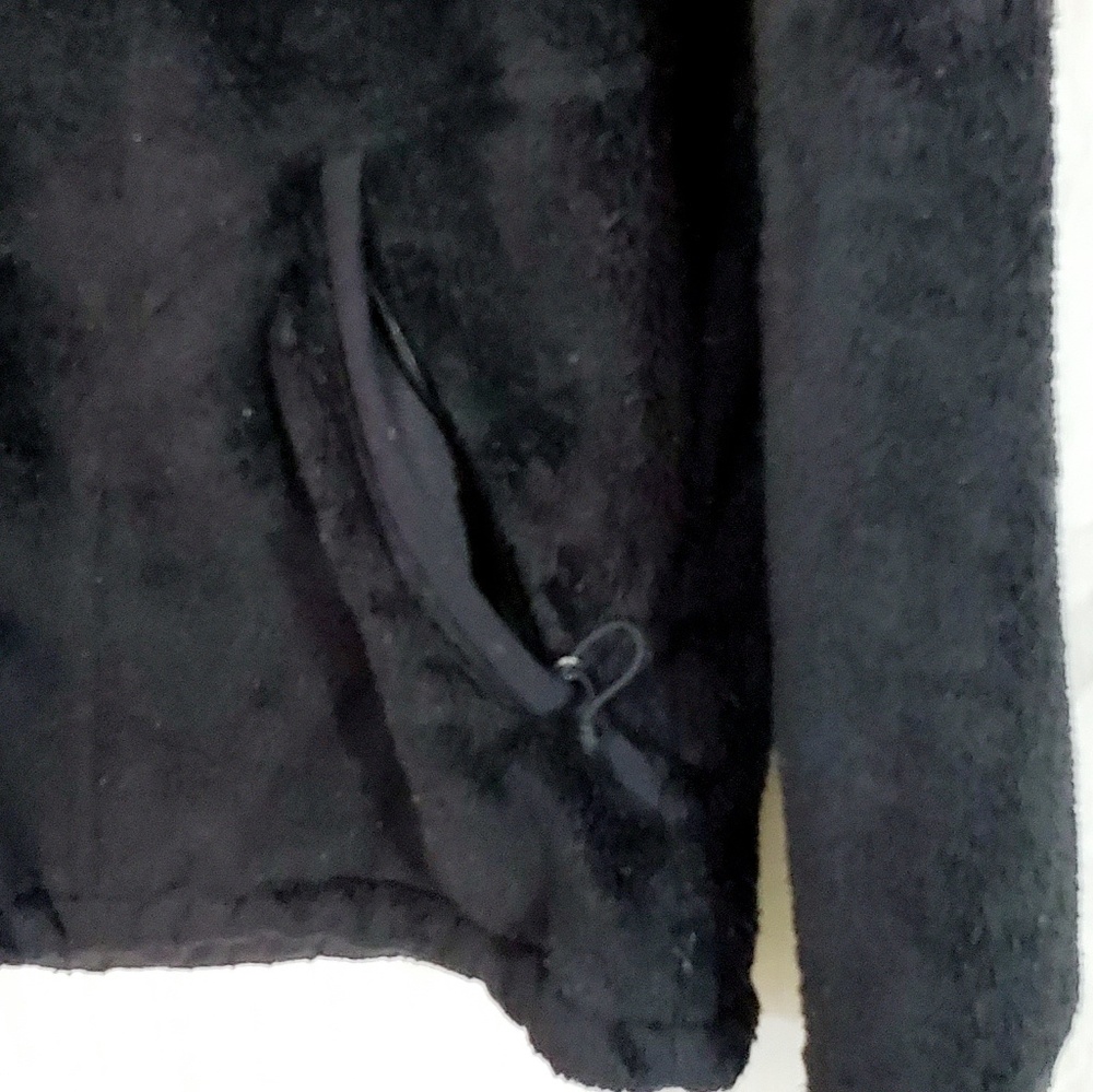 North Face Black Fleece Jacket With Hood Zip Sz M - Picture 5 of 8